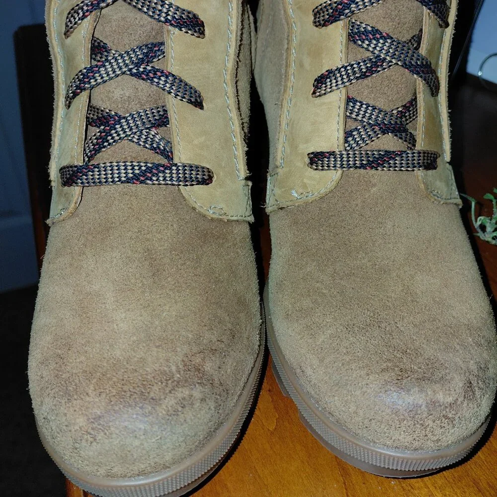 Sorel Womens Size 9.5 Cate The Great Wedge Boots Lace Up High Tall Camel - Picture 9 of 9